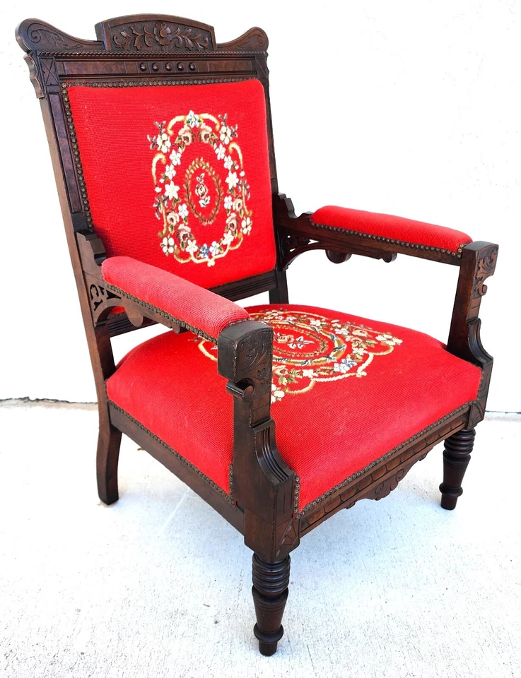Sillón antiguo Imperio Victoriano punta de aguja Foto 2 de 4