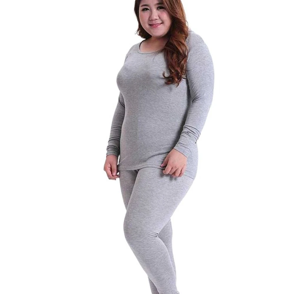 Neck Plus Size Thermal Underwear Women Underwear Long Johns Set