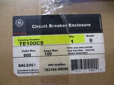 GE TE100CS CIRCUIT BREAKER ENCLOSURE 100A 600V TYPE 4/4X STAINLESS STEEL ENCLOSU