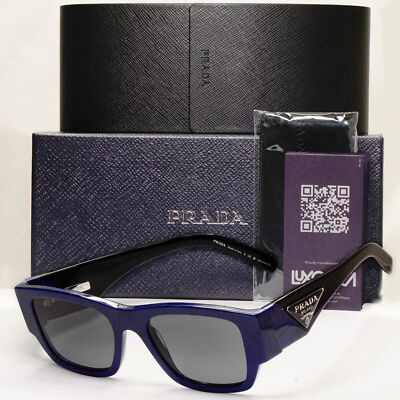 Prada Triangle Sonnenbrille schwarz blau polarisiert PR10ZS SPR 10Z 18D-5Z1