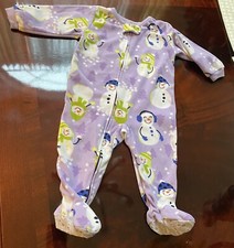 Carter  s Purple Baby Girls 12m 12 Months Footed Pajamas Fleece Christmas Snowman