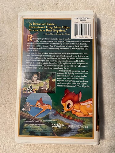 Bambi VHS 55th Anniversary Limited Edition Masterpiece Collection RARE '97 - Picture 2 of 2