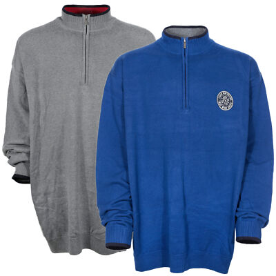 Kitaro Pullover Troyer Strick Pulli Herren Baumwolle Grau Blau 4XL 5XL 6XL