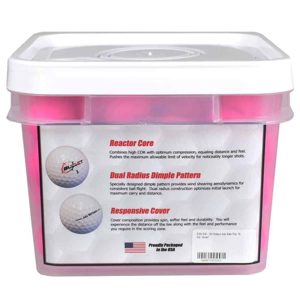 New Bullet .444 Distance Colored Golf Balls *96-Ball Bucket* Matted Pink