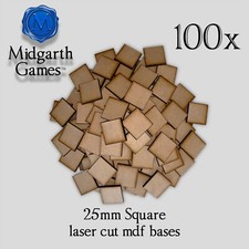 100x Square 25mm MDF Miniature Bases Warhammer Laser Cut 40K FAST SHIPPING