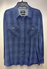 Kenneth Cole Reaction Slim Fit Button Dress Shirt Mens Size XL Blue Plaid EUC