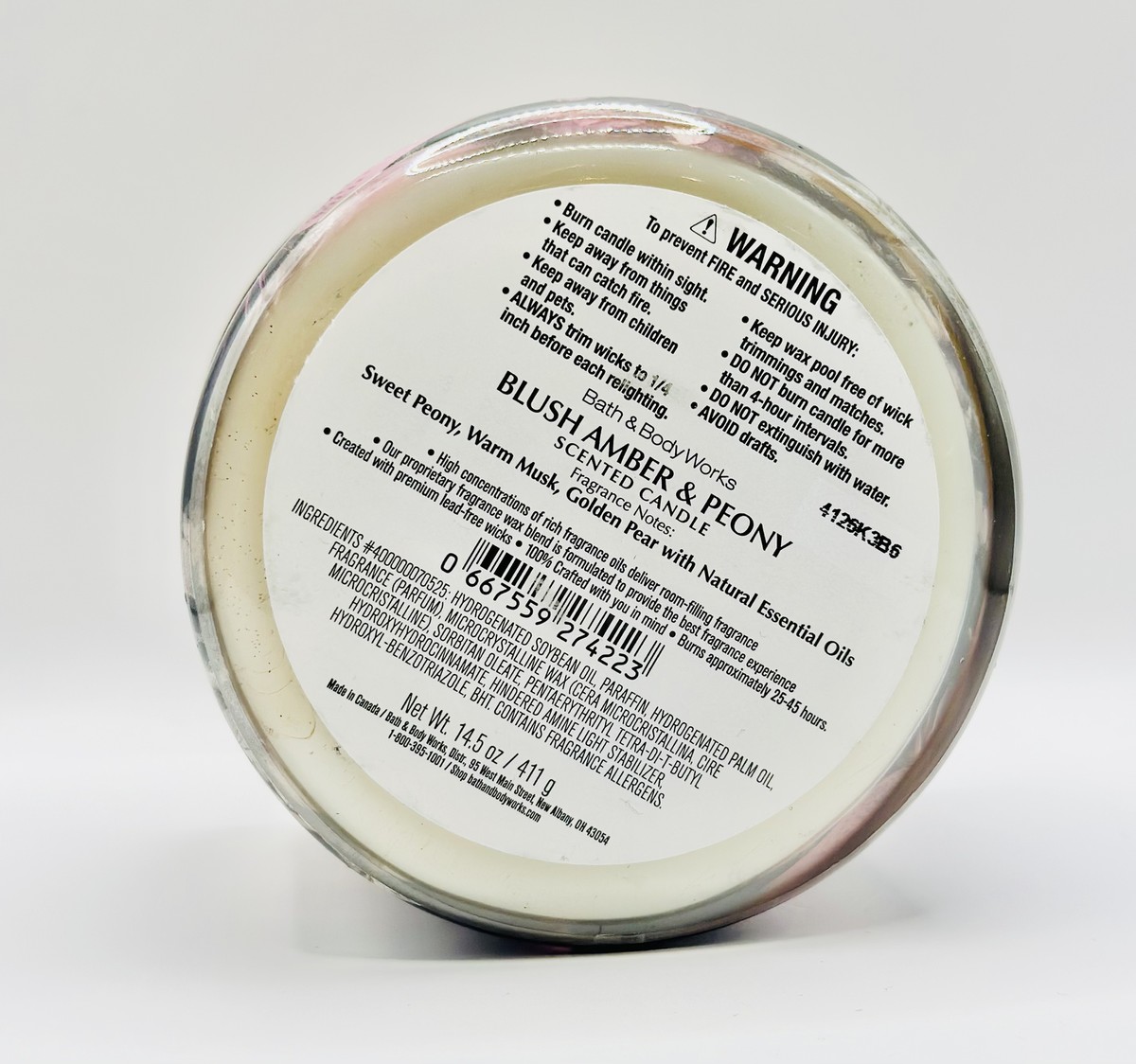 Bath and body works New 3 wick candle BLUSH AMBER & PEONY | eBay