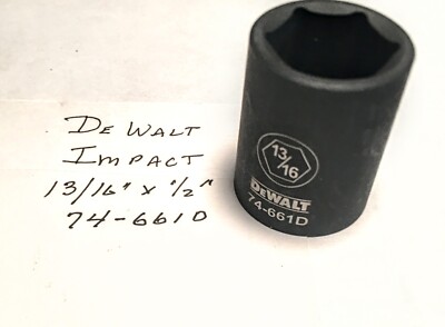 DEWALT 1/2" Antrieb Stecknuss 13mm 6-Kant – Chrom-Vanadium-Stahl, Schwarzes Finish, Für Impact-Schlagschrauber