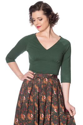 Banned Retro Top Cute Classic Grün Vintage Oberteil Rockabilly 50er