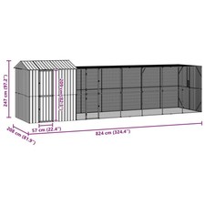Image of Bird Cage Anthracite 821.5 x 111 x 142 cm Galvanised Steel Bird House Pet Aviary