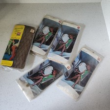 5 Pr Vintage Fish Net Stockings Lot Black Tan Beige A3