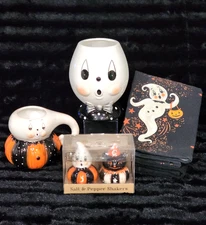 7pc Johanna Parker Ghost Mug Treat Jar Salt & Pepper Kitchen Towels Gus Retro