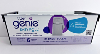 Litter Genie Easy Roll 24 Bags Cat Litter Odor Control Refill NEW