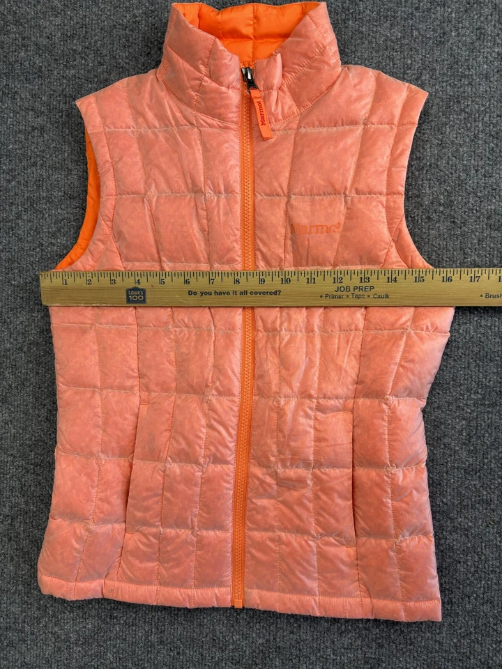 Chaleco Marmot Juvenil Medio Naranja Acolchado Plumón de Pato Aislado Ligero Puffer Foto 4 de 4