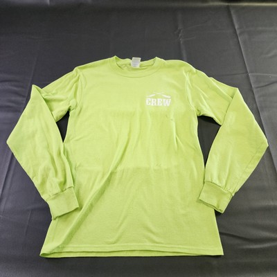 Rare Trader Joes Crew T Shirt Adult Small LIME GREEN Long Sleeve Hipster Cotton