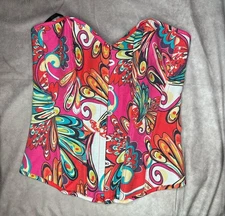 Alivila Y Fashion Corset Multicolor Psychedelic Paisley Print Women’s Size M