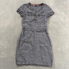 Boden Linen Dress Womens 6R Mini Blue Boho 1/...