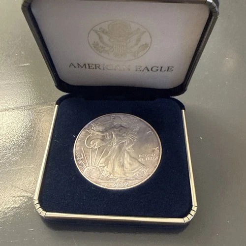 2002  AMERICAN SILVER EAGLE  1  OZ.  PURE FINE SILVER  999 BULLION COIN / BU-UNC