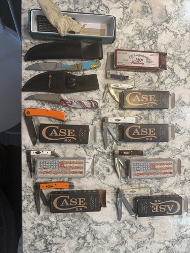 Case & Michael Prater Pocketknife Fixed Blade Lot Bone Synthetic 10 Knives