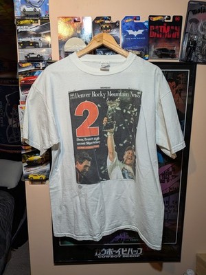 Vintage Rocky Mountain News Superbowl 33 Newspaper Print Shirt Size XL