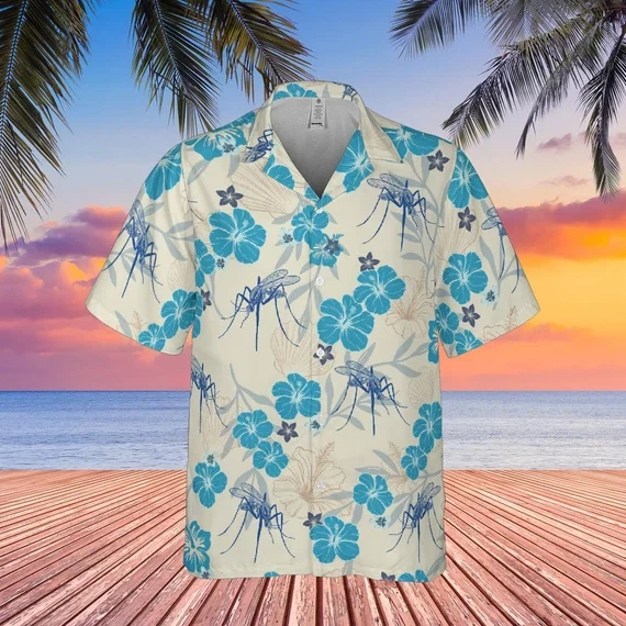 Mosquito Hawaiian Shirt, Mosquitoes Shirt Bug Short-sleeve Button Down Shirt Ins