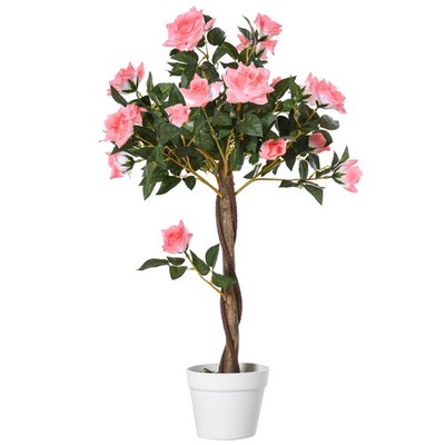 Künstliche Rosenpflanzen groß 90 cm Kunstpflanze Rosenbaum für Wohnzimmer