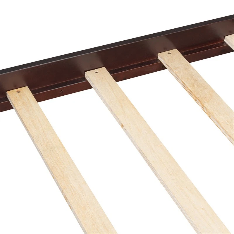 Queen Size Canopy Platform Bed with 4 Canopy Columns & Slat Support Leg,Espresso - Image 4 of 4