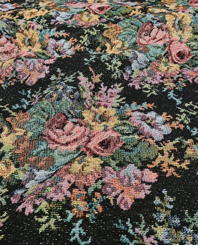 1m x 1,50m Gobelin Rosen Schwarz Meterware Blumen - Bild 2 von 2