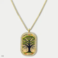 Amazing Colorful Tree of Life Pendant Necklace Chain Photo Dog Tag Chain Gift De