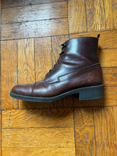 Vintage Brown Leather Boots / Lace Up Block Heel / Women's US Size 7.5M