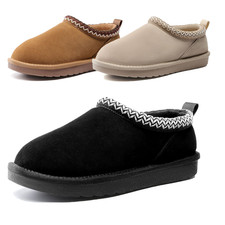 Women Wide Suede Slippers Cozy Warm Plush Lined Memory Foam House Shoes