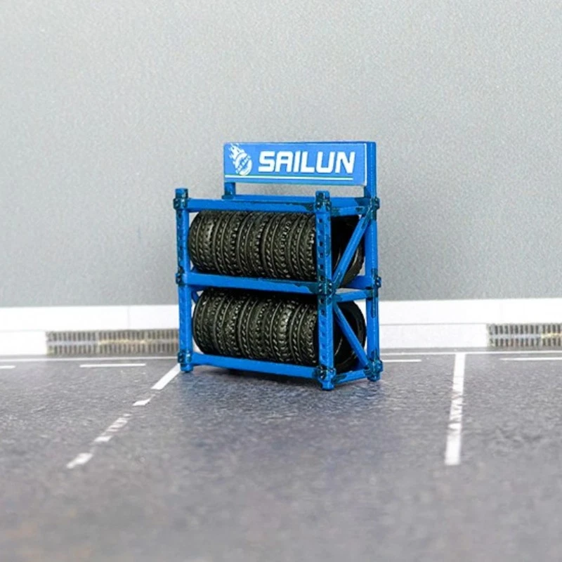 Diorama 1:64 Scale Tyre Rack Model Garage Workshop Scene Props Accessories Model - Image 2 of 4