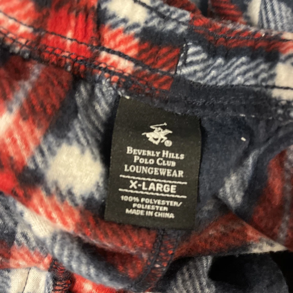 Calça lounge masculina Beverly Hills polo clube XL vermelha azul xadrez lã nova com etiquetas - Imagem 3 de 4