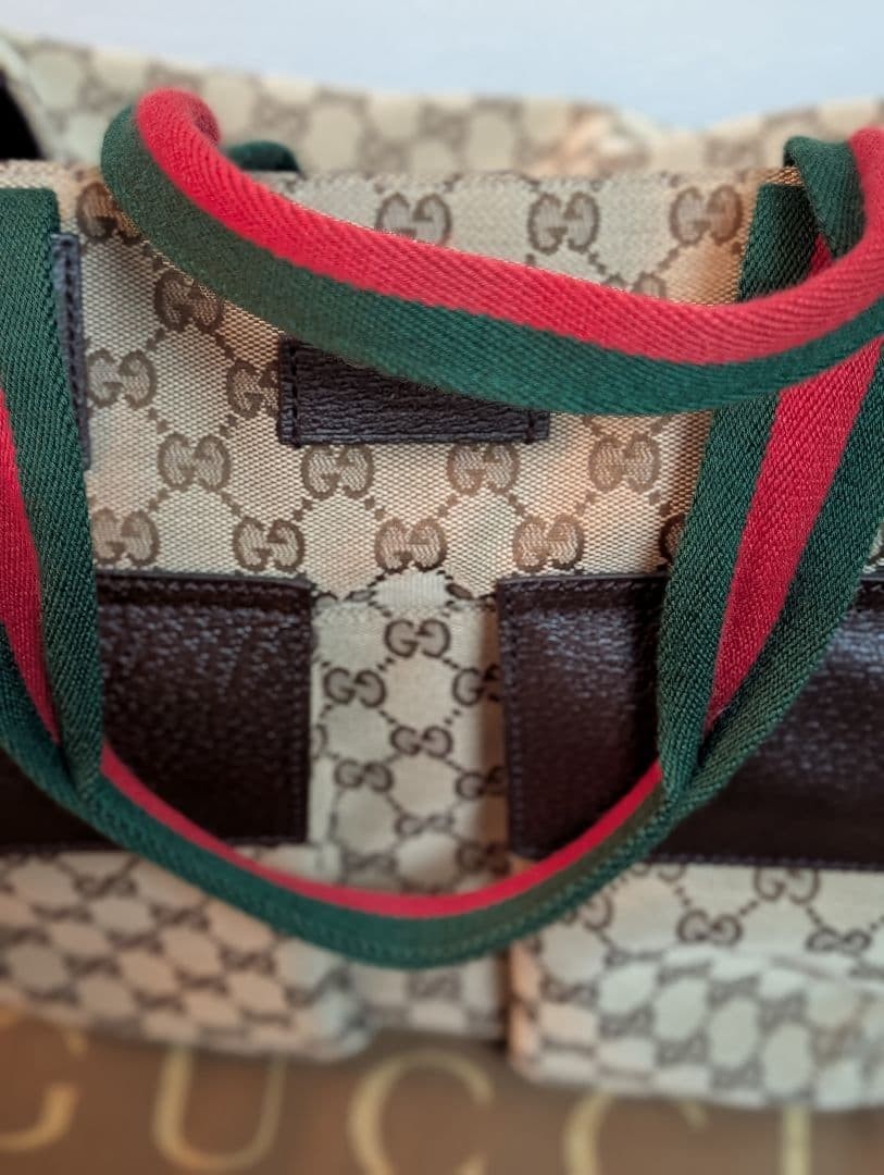 GUCCI GG Canvas Tote Bag Brown Leather Trim Casual Authentic Excellent Condition thumbnail 17
