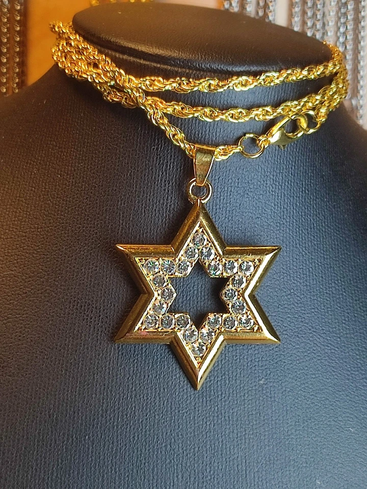 Israel Davidstern Jüdische Halskette in Gold Glaube Synagoge Gebet Jerusalem - Bild 2 von 4