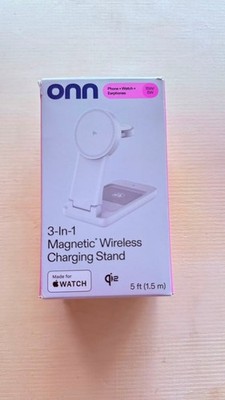 onn 3-in-1 Magnetic Wireless Charging Stand Qi2 15W for iPhone Apple Watch AirPo