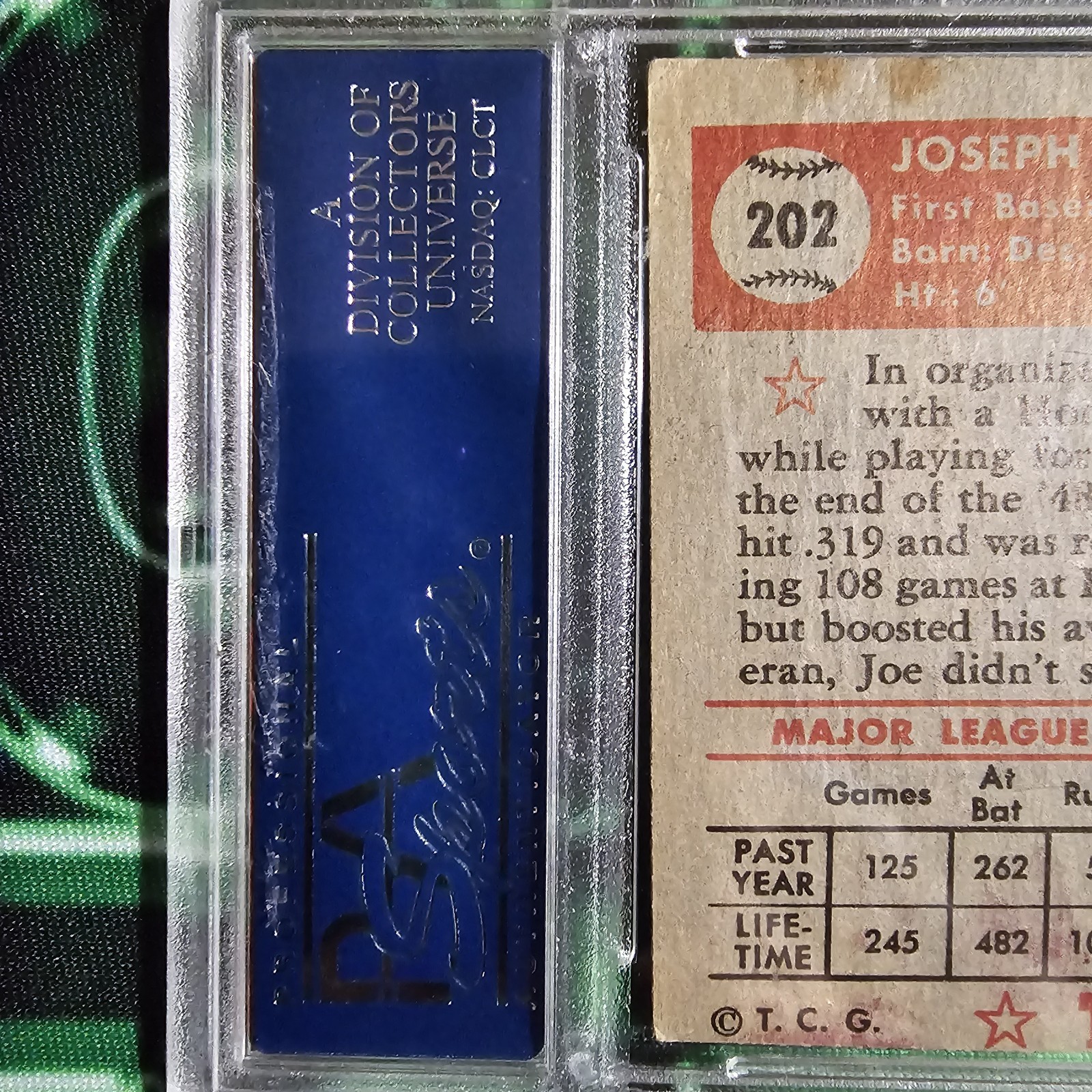 1952 Topps Joe Collins #202 PSA 6(MK) EX-MT view 8