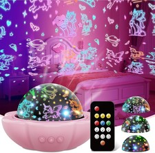 Unicorn Night Light for Girls  Remote, Dimmable, Timer Star Projector Lamp