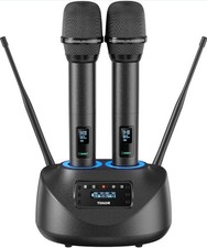 TONOR Rechargeable Wireless Microphone, Metal Dual UHF Handheld Microphone Syste