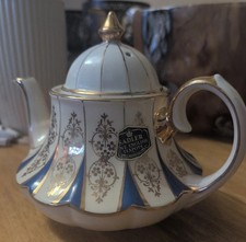 from Harrods ivory Sadler England Carousel Teapot Blue Gold Domed Lid 