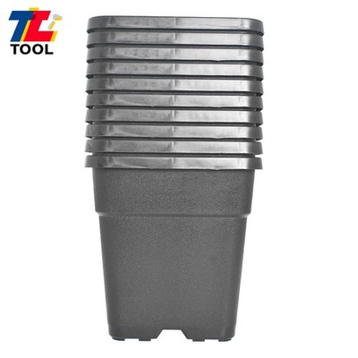 10 × 1 Gallon Black Square Nursery Pot Plastic Plant Flower Pots Re-Usable