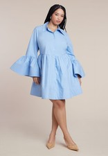 ELOQUII Women's Poplin Ruffle Flare Mini Dress - 2 Color(s) Brand New w/ Tag
