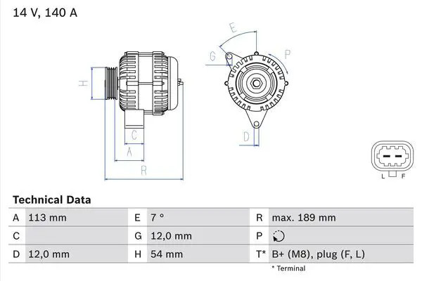 Alternatore con puleggia a ruota libera 0 986 083 820 BOSCH per SAAB OPEL