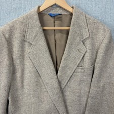Vintage Pendleton Tweed Blazer Mens 46 Wool Leather Button Elbow Patches 60s 70s