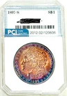 1897-S Rare Date Gem BU + Morgan Dollar Lovely Rainbow Color Toned