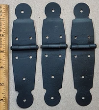 3 Large Antique Iron Trunk Hinges, Vintage Chest or Box, Steamer Hardware Parts