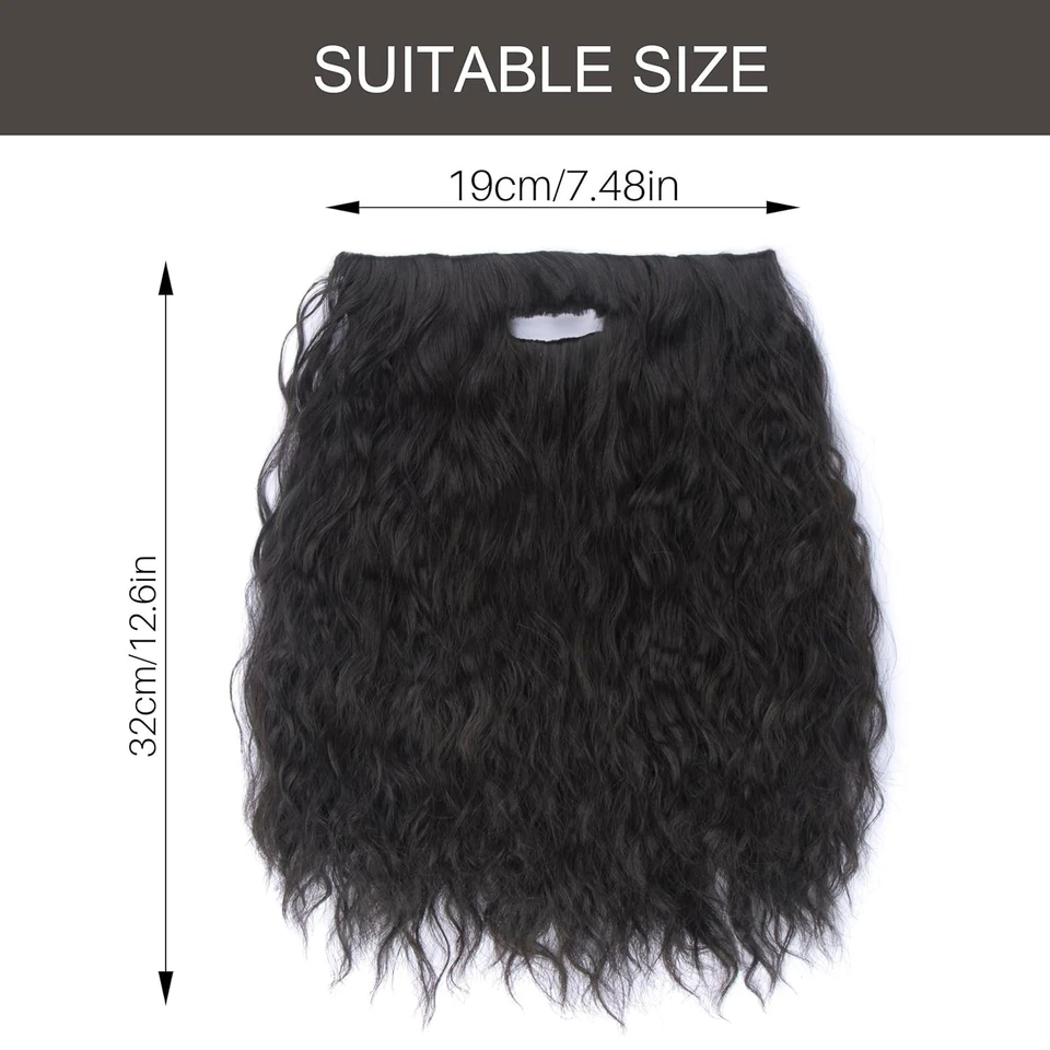 Long Curly Black Synthetic Beard with Adjustable Band for Easy Wear & Comfort - Image 4 of 4