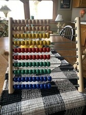IKEA 100 Wood Bead Abacus wooden educational toy table top math counting EUC