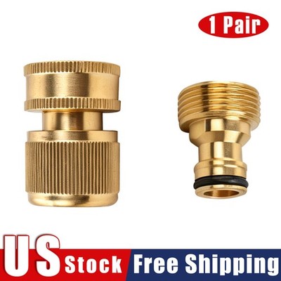 3/4' Garden Hose Quick Connect Water Hose Fit Brass Female Male Connector Set