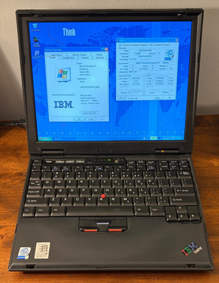 Vintage IBM Thinkpad X22, Pentium III 800 MHz, 256 MB RAM, 24GB SSD, Windows XP